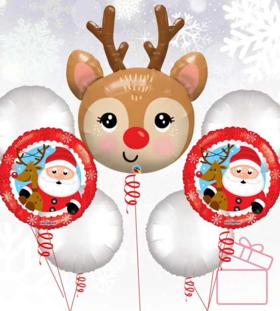 Christmas Reindeer Foil Balloon Bouquet