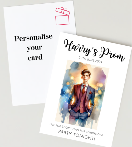 Charming Watercolour Prom Suit Greeting Cards: Personalise Your Prom