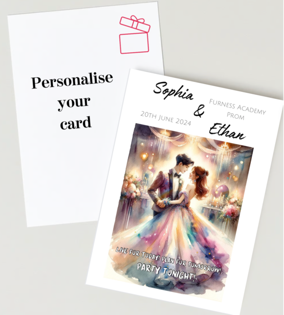 Romantic Watercolour Prom Couple Cards: Personalised Elegance