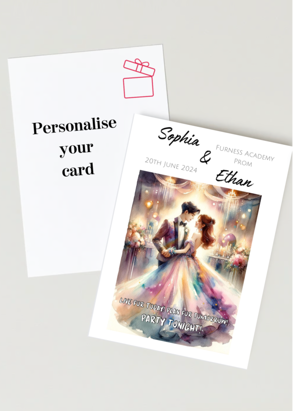 Romantic Watercolour Prom Couple Cards: Personalised Elegance