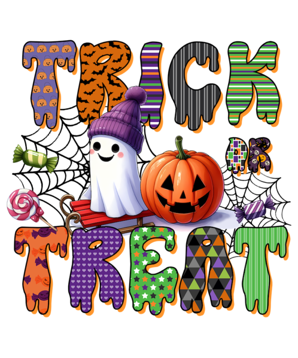 Personalised Halloween Trick or Treat Drawstring Bags with Spooky Designs - Image 7