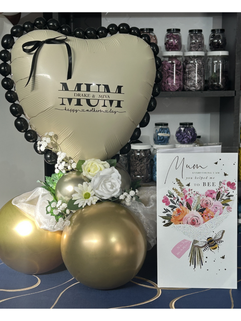 Personalised Mother’s Day Heart Balloon Display – Luxury Gold Gift for Mum